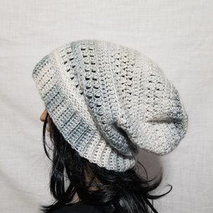Handmade Crochet Gray Toned Unisex Adult Slightly Slouchy Beanie/Winter Hat/Cap